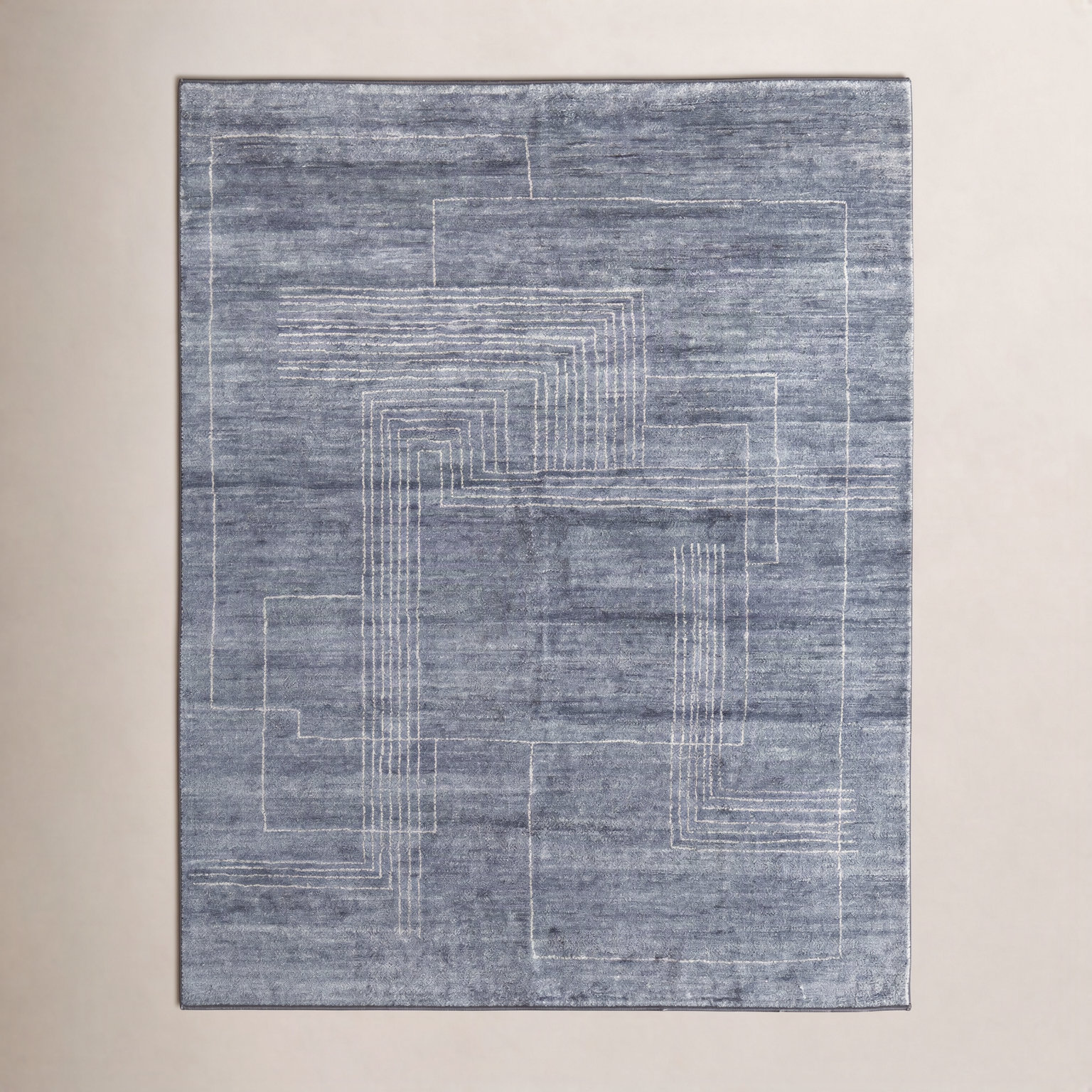Monaco Gray Hand-Knotted Abstract Rug, Rectangle 5'6" x 8'6"