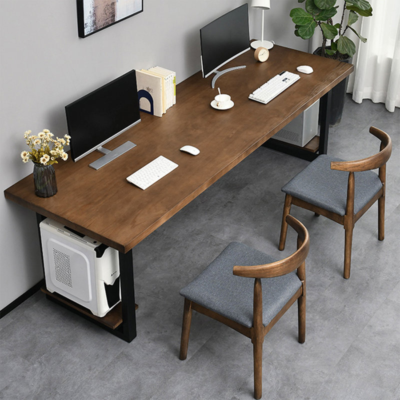 Bureau rectangulaire en bois massif noyer, noir, H 29,53 po x l 78,74 po x P 31,5 po