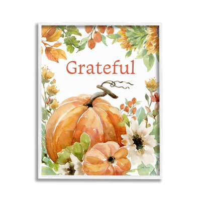 "Cadre simple" Grateful Pumpkins & Flowers "par Leslie Trimbach sur toile