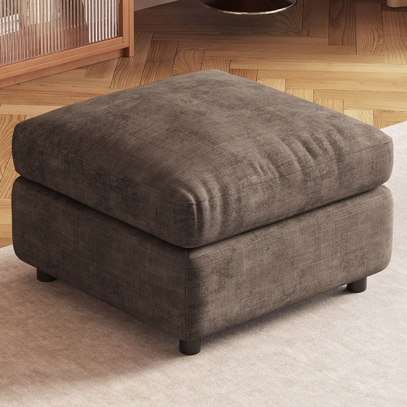 Repose-pieds brun avec rangement, banc avec repose-pieds rembourré, table d'appoint modulaire et siège d'appoint pour canapé de chambre à coucher, compartiment de rangement dissimulé, siège de détente ergonomique, structure durable