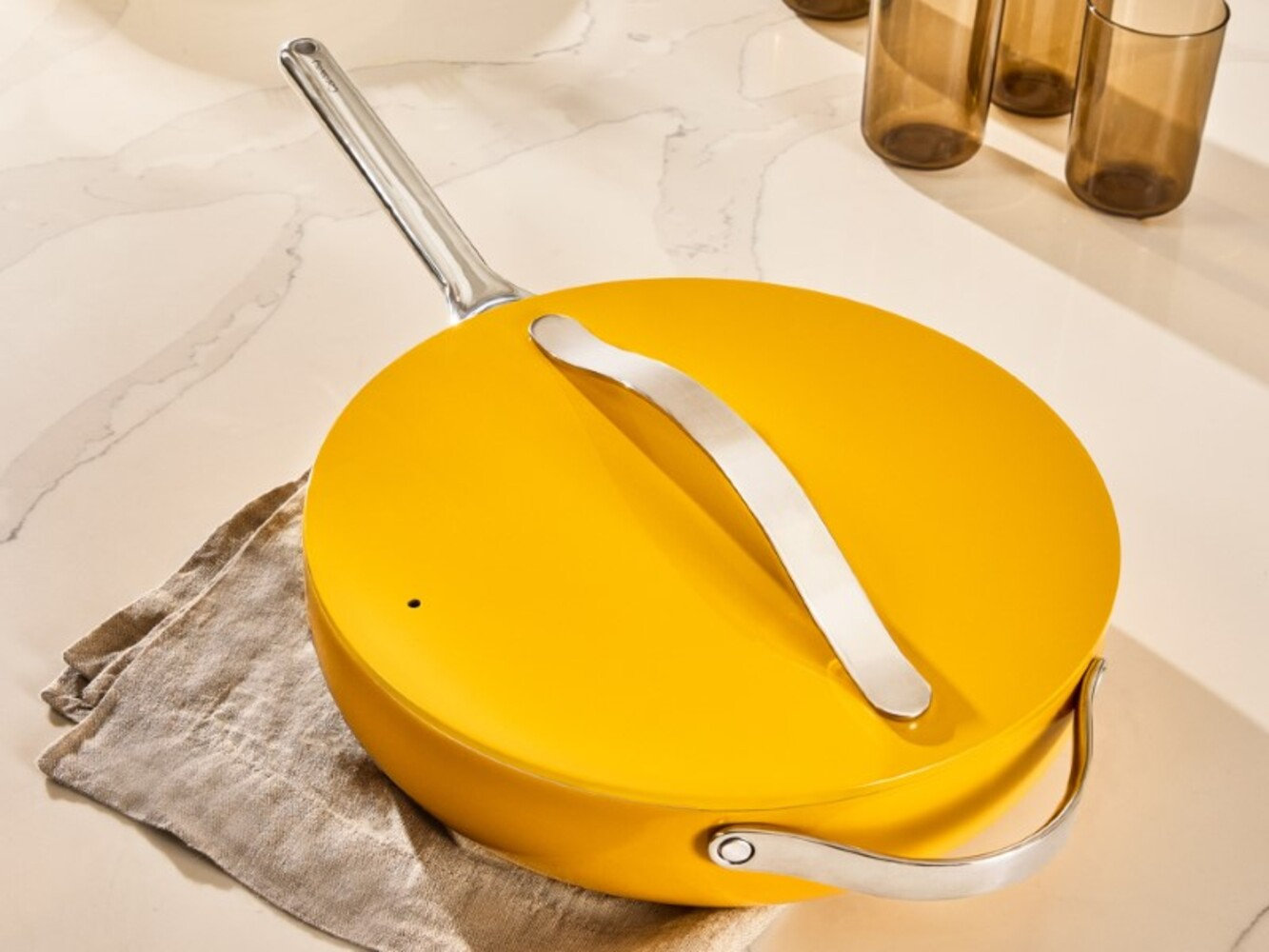 Caraway 4.5qt Ceramic Non-Stick Sauté Pan, Marigold