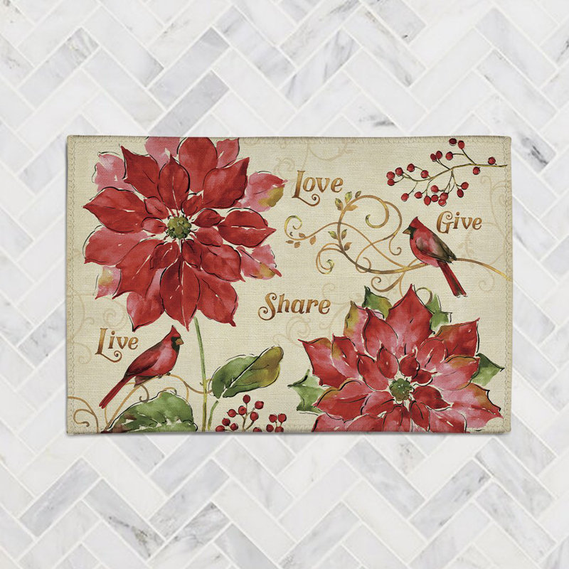 Red Christmas Chenille Indoor Rug, Rectangle 3' x 5'