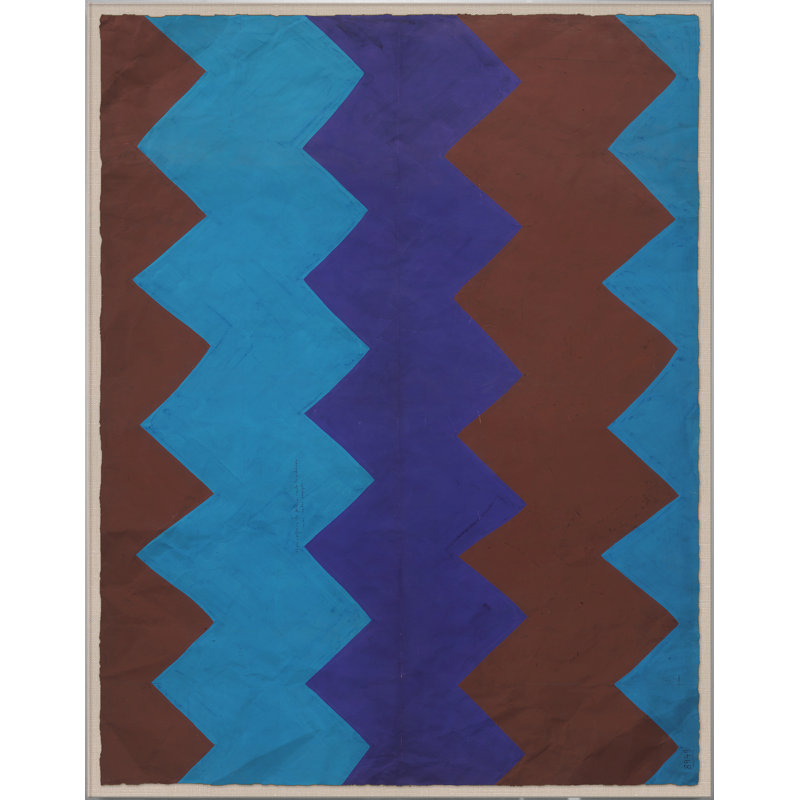 «Blue Brown» par Paule Marrot - reproduction imprimée, Boîte en acrylique, H 56 po x l 44 po x P 1,25 po