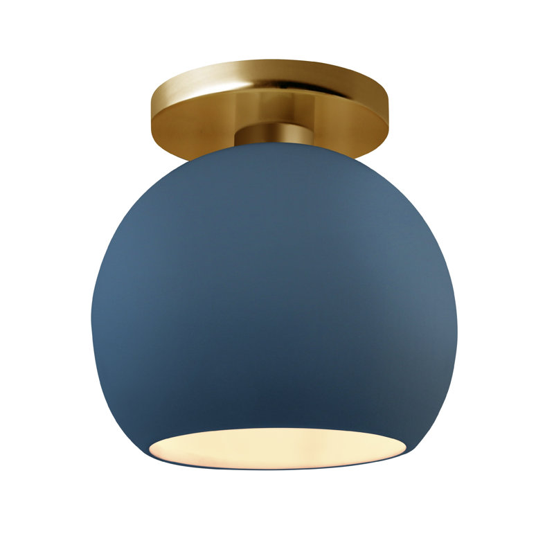Radiance Ceramic Semi Flush Mount, 9" H x 10" W x 10" D, Midnight Sky/Matte White, Brushed Brass