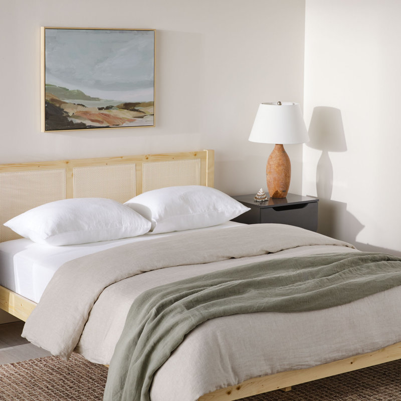 Naarden Solid Wood Platform Bed, Natural, Queen