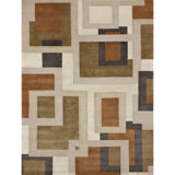 Geometric Area Rug in Brown/Ivory/Orange