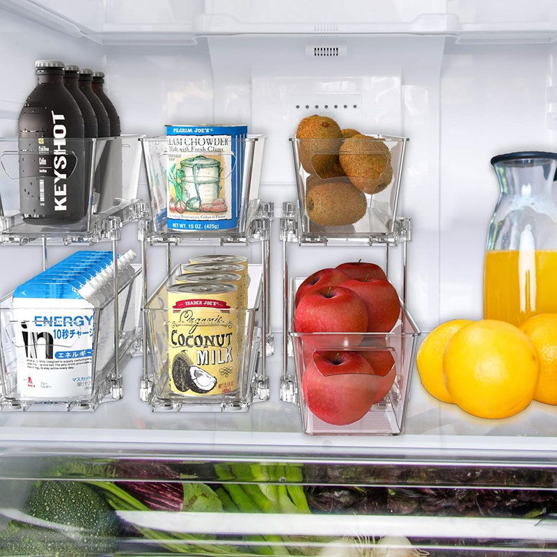 2-Tier Narrow Clear Basket Drawer Pull-Out Organizer – Cabinet Storage