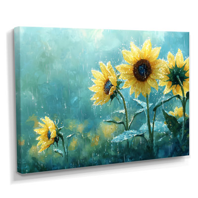 «Donnavin Rain Washed Sunflowers II» - art mural toile de tournesols
