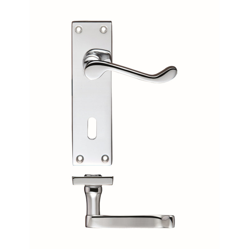Barberie Lock Door Handle, Polished Chrome