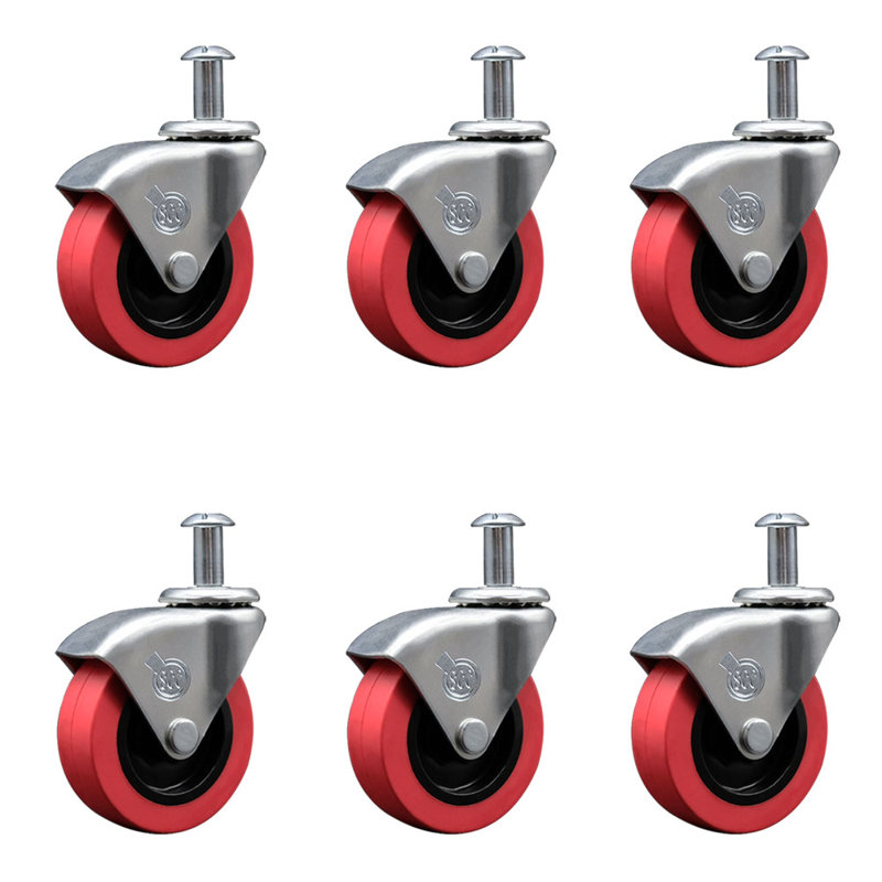 Paquet de 6 roulettes en poly de 2,5 po pour roulettes à profil bas