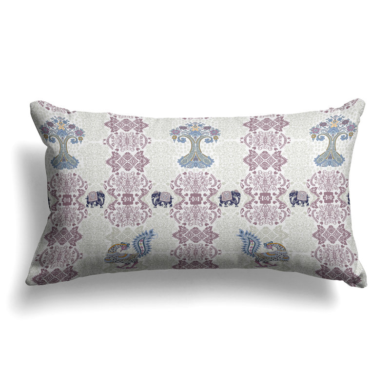 Agra Peace Tree  Rectangular Throw Pillow, Blue/Purple