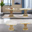 Table de salle à manger moderne en marbre, design rond blanc doré pour la cuisine