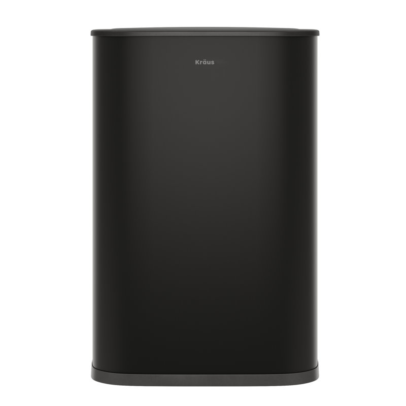 Poubelle de cuisine noire matte à capteur de mouvement 14,5 gallons / 55 litres KRAUS avec anneau de sécurité et couvercle à fermeture en douceur