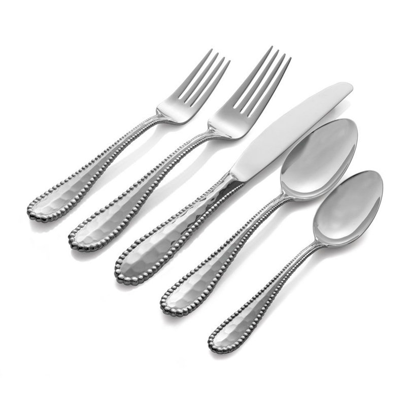 Molten 5 - Piece Stainless Steel Flatware Set - Service for 1, Silver