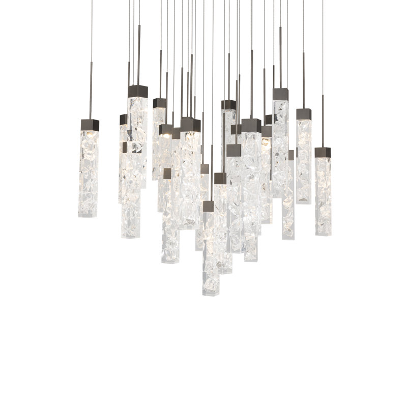 Minx - Light LED Cluster Pendant, Antique Nickel, 12.88" H x 28" W x 28" D, 25