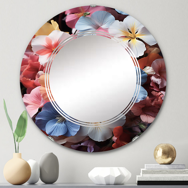 Northolt - Miroir mural floral rond, 24 po x 24 po