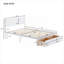 Lit plateforme en pin massif, pour lit double, blanc classique avec tiroirs sous le lit, aucun sommier requis