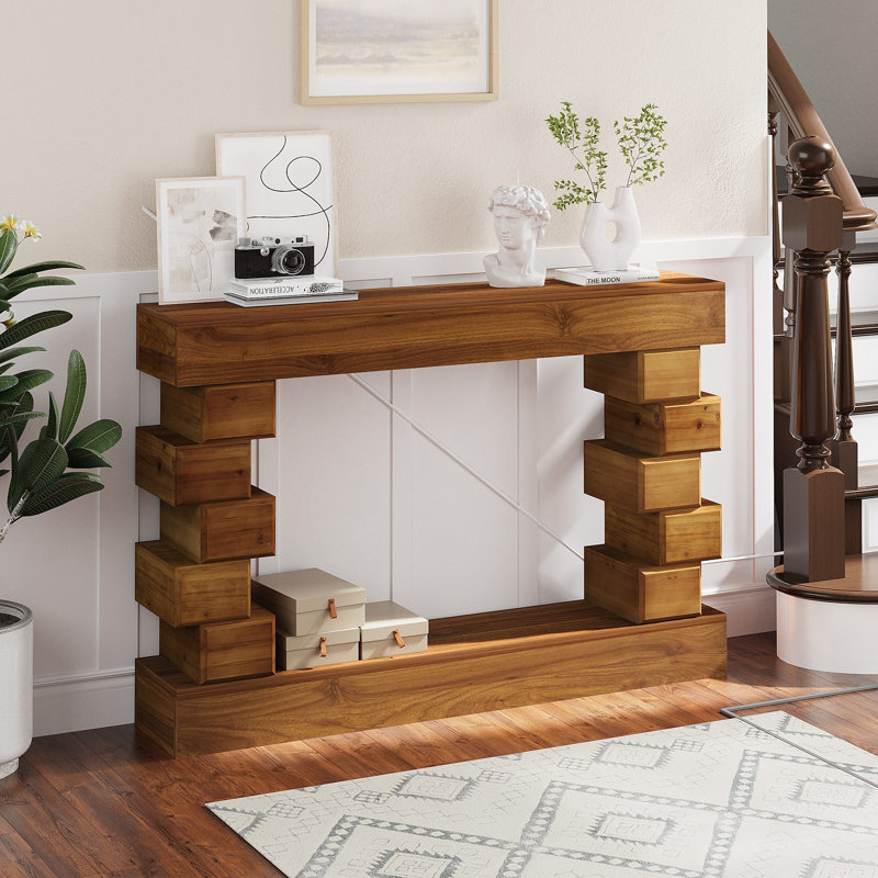 Console 47,24 po en bois avec blocs empilés