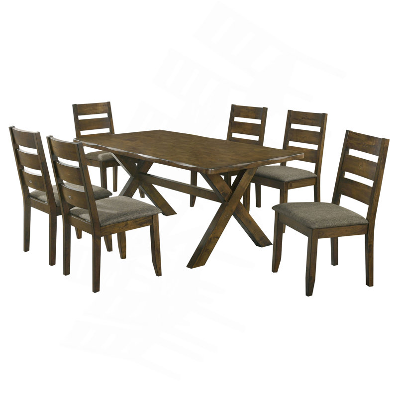 Ensemble de salle à manger Knotty Nutmeg, 7 pièces : table, 6 chaises
