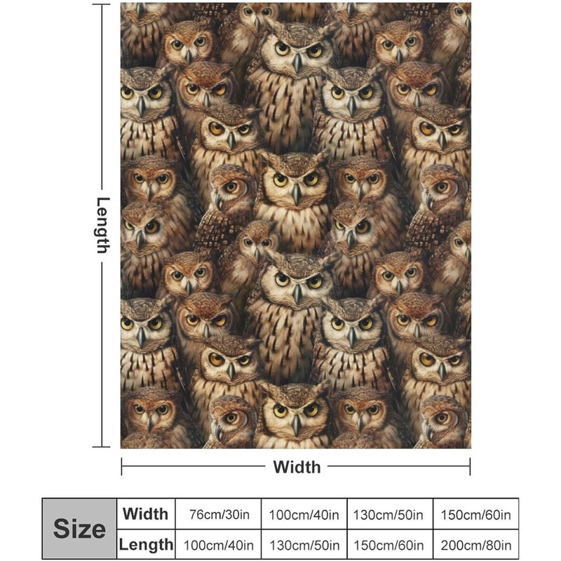 Couverture Hiboux, 76 x 102 cm, 7.87" L x 9.84" W