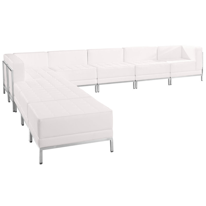 Ensemble modulaire de neuf articles Annis LeatherSoft - pieds en acier inoxydable, Blanc