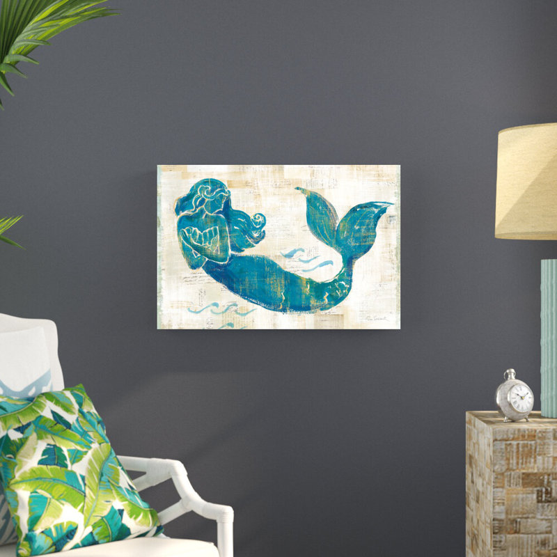«On the Waves II» par Sue Schlabach - impression d'art graphique, H 20 po x l 30 po, Non, Toile tendue