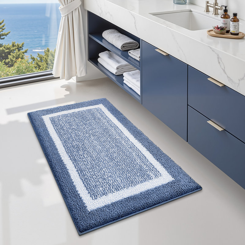 Tapis pour salle de bain Ayleigh, Simple - L 30 po x l 20 po, Bleu pâle