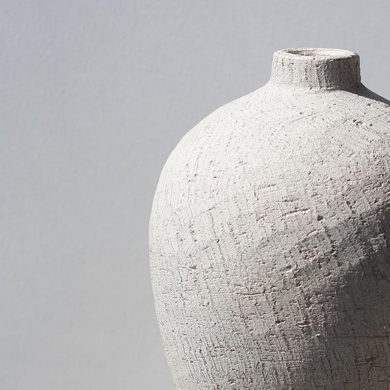 Ceramic Farmhouse Flower Vase, Handmade Vintage Clay Decorative Vase