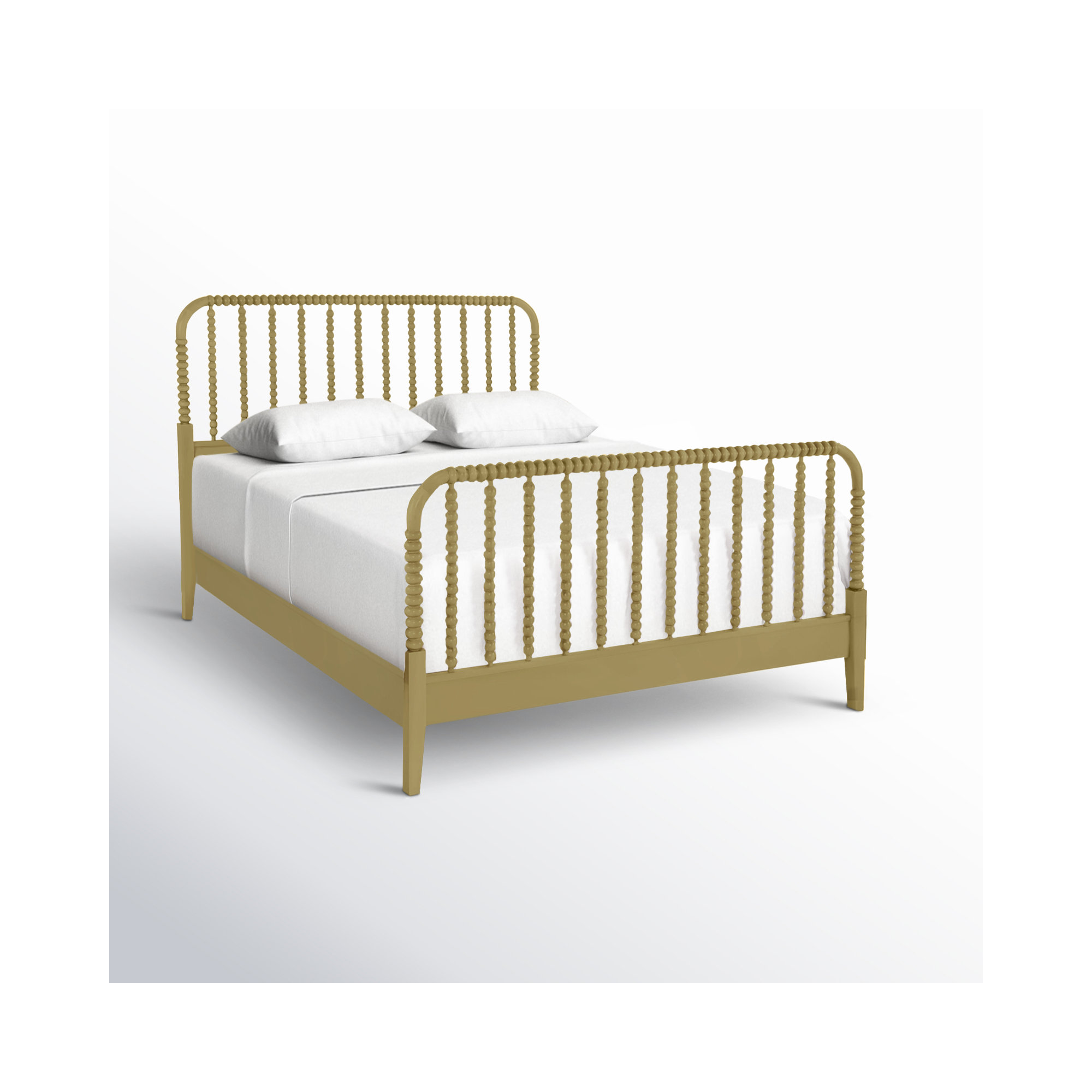Louisa Solid Wood Spindle Bed, Brass, Queen