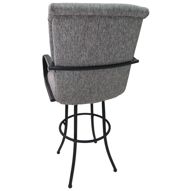 Tabouret pivotant et très grand Grifton, Gris mojave, Noir, Tabouret de comptoir (siège d'une hauteur de 26 p