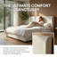 Grand cadre de lit tapissier blanc avec tête de lit, pieds en bois massif et base à lattes, aucun matelas requis-1694011588