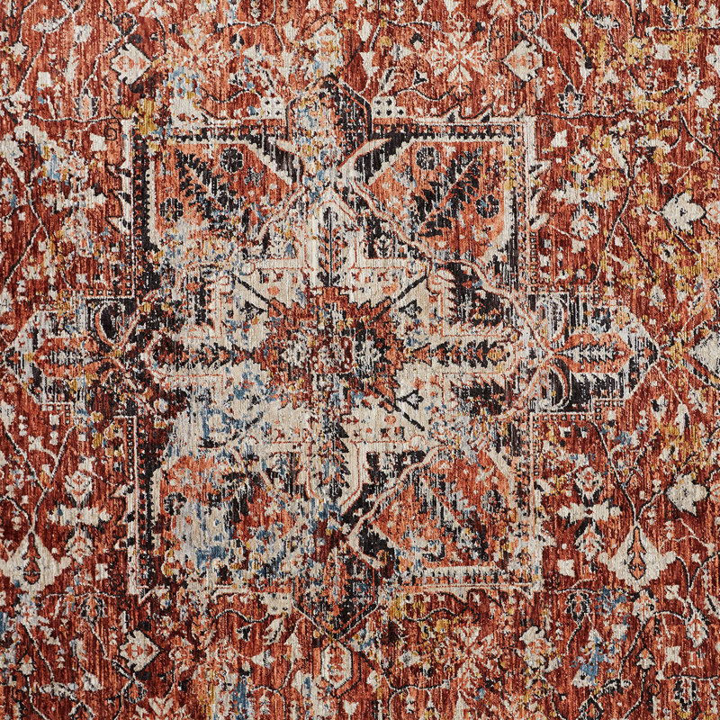 Roma Abstract Rust Area Rug, Rectangle 2'6" x 8'