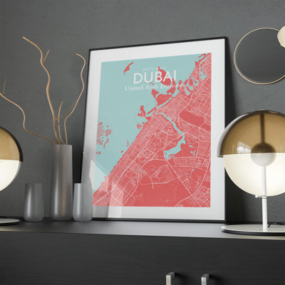 Dubai City Map in Maritime 1 Piece Wall Art