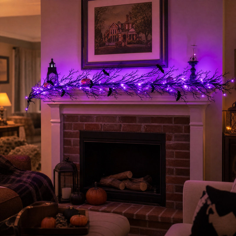 Branche artificielle noire fanée pour décoration intérieure d'Halloween