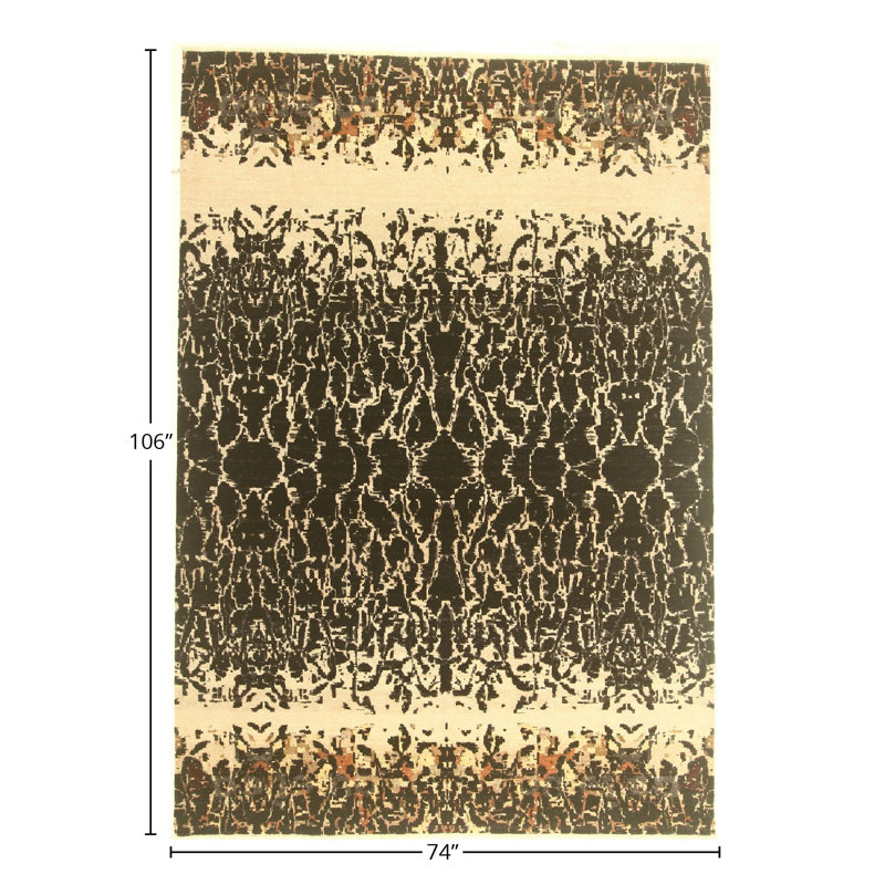 Handmade Cotton and Silk Abstract Area Rug