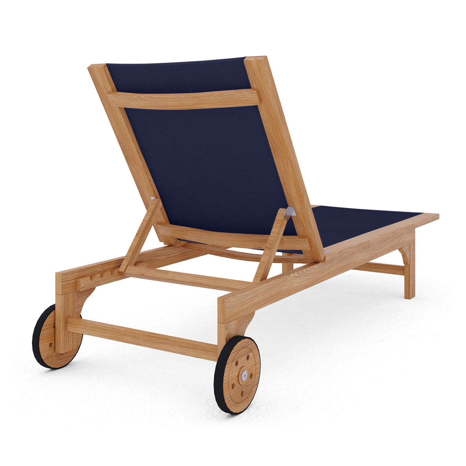 Marihelen 29" Teak Patio Chaise Lounge, Blue