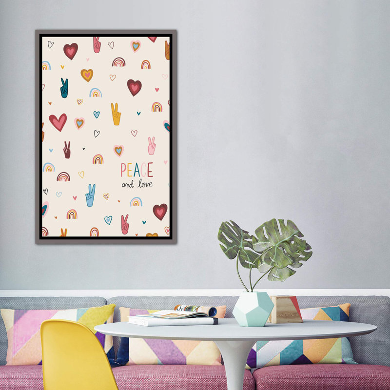 Art vi vibes, H 60 po x l 40po x P 1,5 po, Toile encadrée de bois rustique foncé