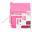 Lit mezzanine double avec tente et tour rose. Fabriqué en bois de pin massif robuste. Fenêtre de conception inspirée d'une maisonnette. Vaste espace de rangement. L 94,6 po x l 99,5 po x H 78,9 po. Matelas non inclus. Assemblage-821839628-821839629