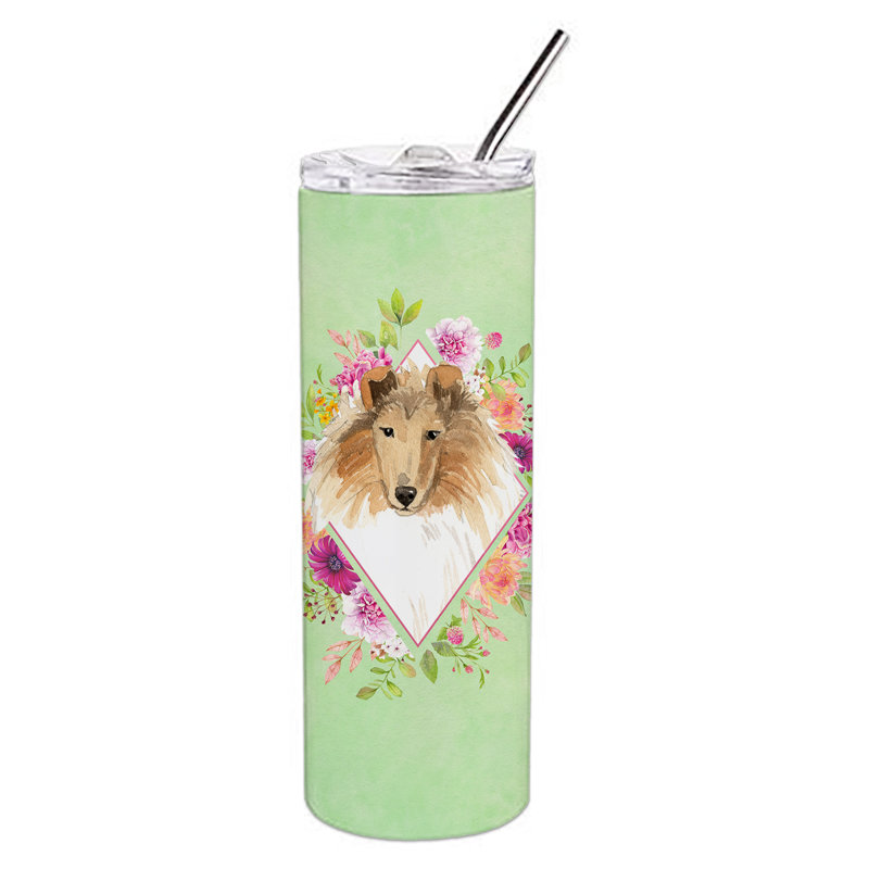 E23BF9F8391D466E9CA4F8DFEBD9A7DB de verre 20 oz à double paroi en acier inoxydable chiot, Colley, Vert