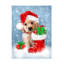 Chiot avec un chapeau de père Noël - sans cadre sur toile-1691650568