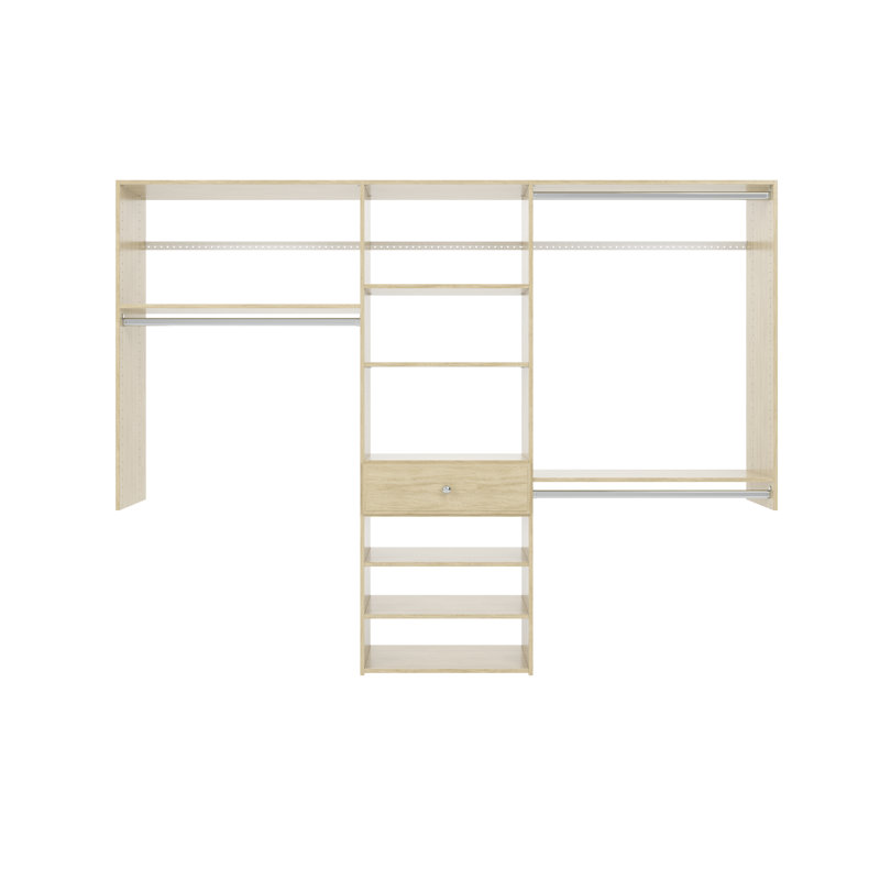 Grid 96" W Closet System Walk-In Sets, Honey Blonde