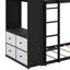 Lit superposé simple avec 4 tiroirs pour le rangement, tringle, barre lumineuse, tablettes intégrées et planches doubles perforées, plusieurs couleurs-1076334479