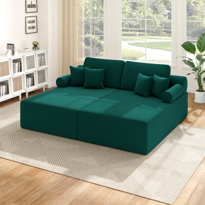 Boneless 81" Sleeper Sofa, Green