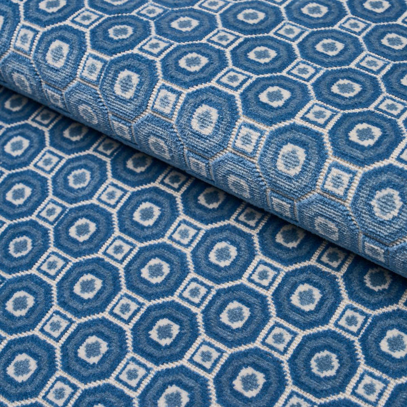 Trianon Cut Velvet Fabric, Blue