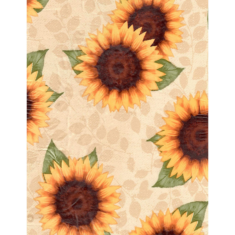 Rosalind Wheeler Deluxe Elastic Edged Flannel Backed Vinyl Fitted Table Cover - Sunflower Pattern - Large Round - Fits Tables Up To 45" - 56" Diameter