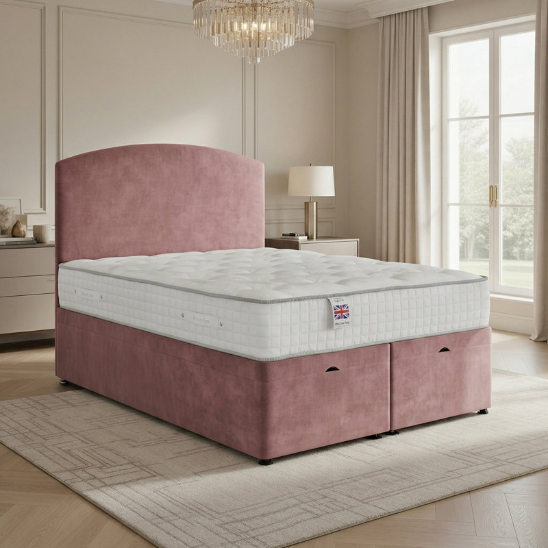 Upholstered Ottoman Bed, Single, Pink