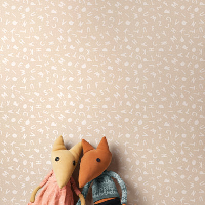 Hoopla Walls Alphabet Jumble Linen 10m Wallpaper
