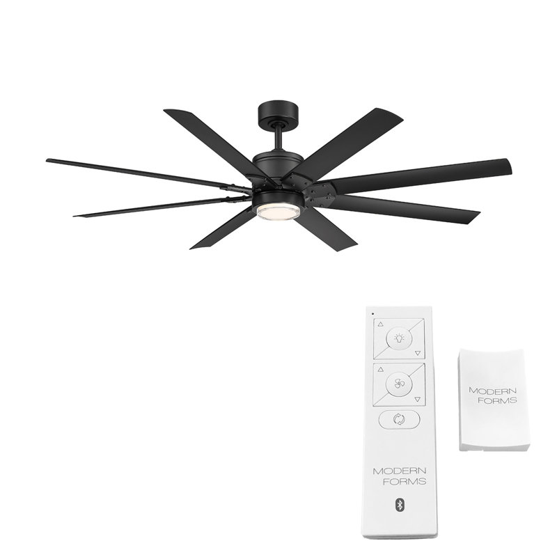 Renegade 8 - Blade Outdoor Integrated LED Smart Standard Ceiling Fan with Remote Control and Light Kit Included, 52", 3500K