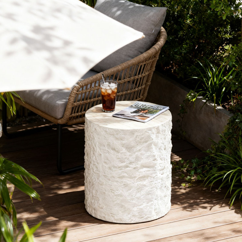 Table d'appoint ronde d'apparence en pierre naturelle, capacité de poids de 220 lb