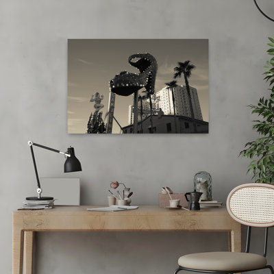 Low Angle View Of Neon Signs Of A Casino Fremont Street The Strip Las Vegas Nevada Usa Abstract Contemporary Palm Tree City Landscape Art
